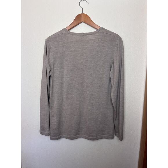 Maerz Muenchen Women's Sz Medium Beige Wool Button Cardigan Sweater - Picture 4 of 6